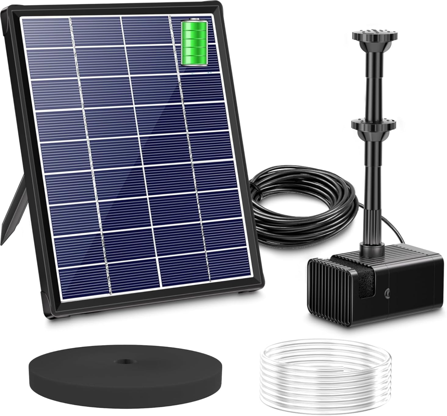 Biling 6.5W Solar Water Pump with 3000mAh Battery Backup for Outdoor Use | Solar Fountain for Bird Bath, Work All Day, with 5ft Tubing 5 Nozzles for Small Pond, Fish Tank and Hydroponics customer photo 2