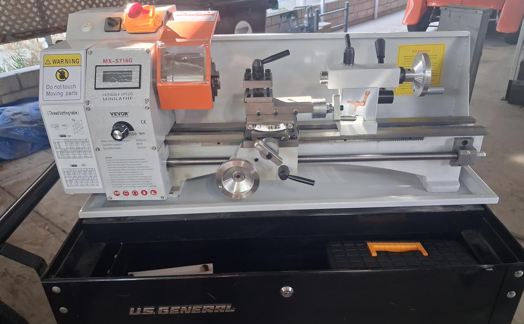 VEVOR 7'' x 16'' Metal Lathe Machine, 800W Precision Benchtop Power Metal Lathe, 150-2500 RPM Continuously Variable Speed, with 3.9'' 3-jaw Metal Chuck Come with Tool Box customer photo 1