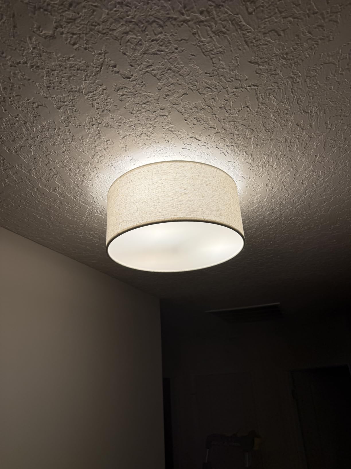 Vexagyle 13inch Semi Flush Mount Ceiling Light Fixture, 3-Light Ceiling Mount Drum Light Fixture with Linen Shade, Modern Close to Ceiling Lamps for Living Room, Bedroom, Dining Room, Hallway customer photo 1