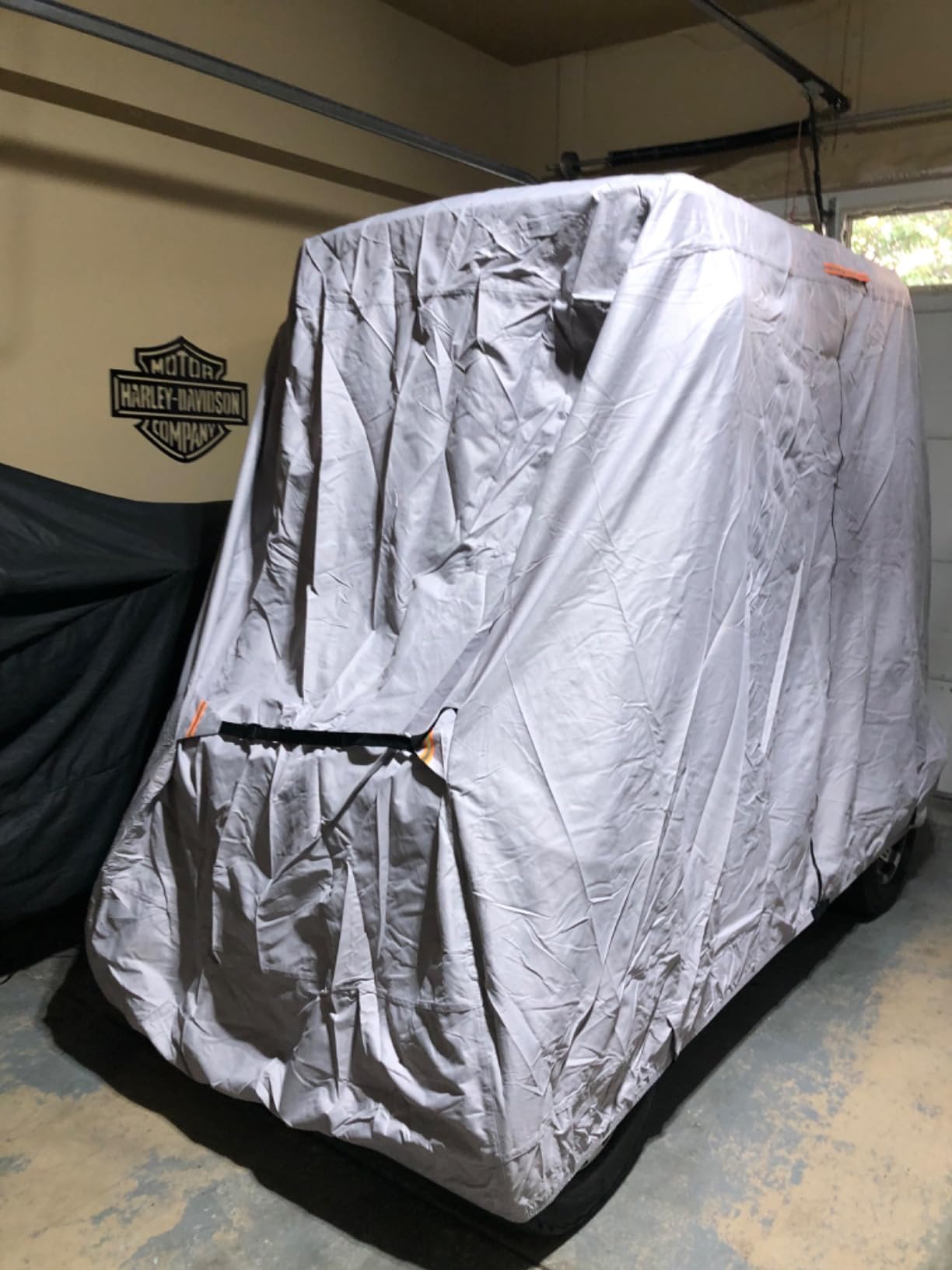 100% Waterproof 1200D Solution-Dyed Golf Cart Cover | Universal Fit Yamaha,Honda,Club Car,EZGO and Most Brand Golf Cart for 2/2+2/4/4+2/6 Seats with Zipper Door,Storage Bag customer photo 2