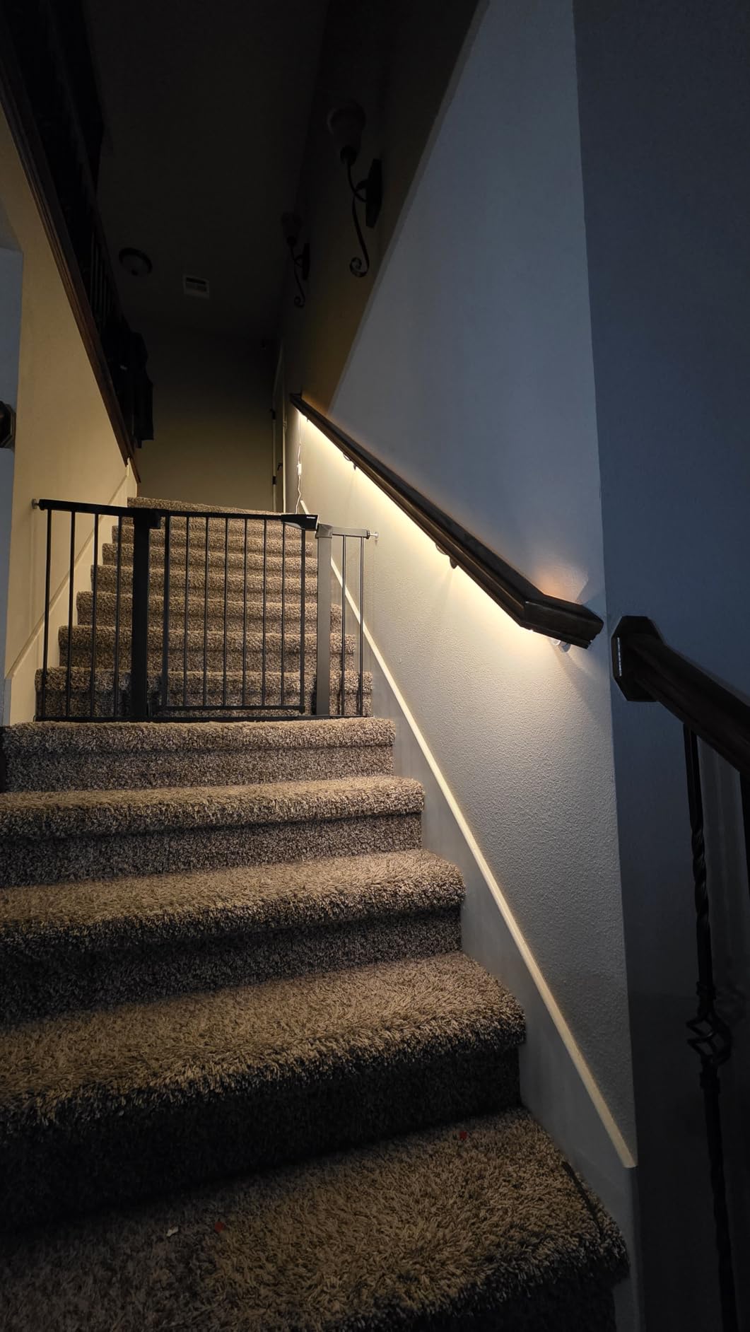 Dual Motion Sensor Light Indoor - Plug-in Adjustable LED Step Stair Light Strip with Double Sensor Detection, Timer & Dimmer for Staircase, Hallway, Bedroom (16.4FT 3000K Warm White) customer photo 1