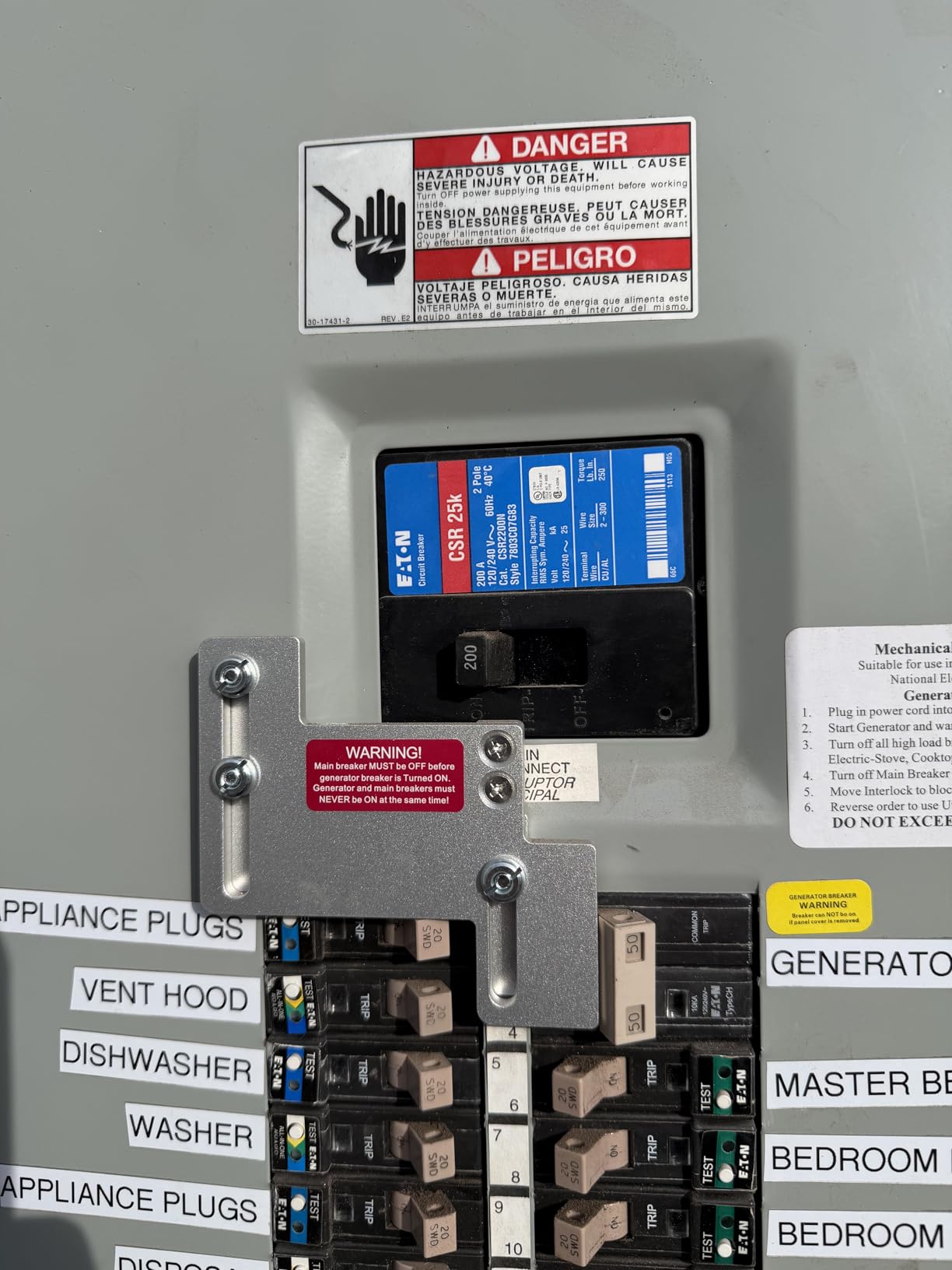 Generator Interlock Kit for Eaton Cutler Hammer Type CH Series 150 or 200 amp Panels TAN Breaker ONLY customer photo 1