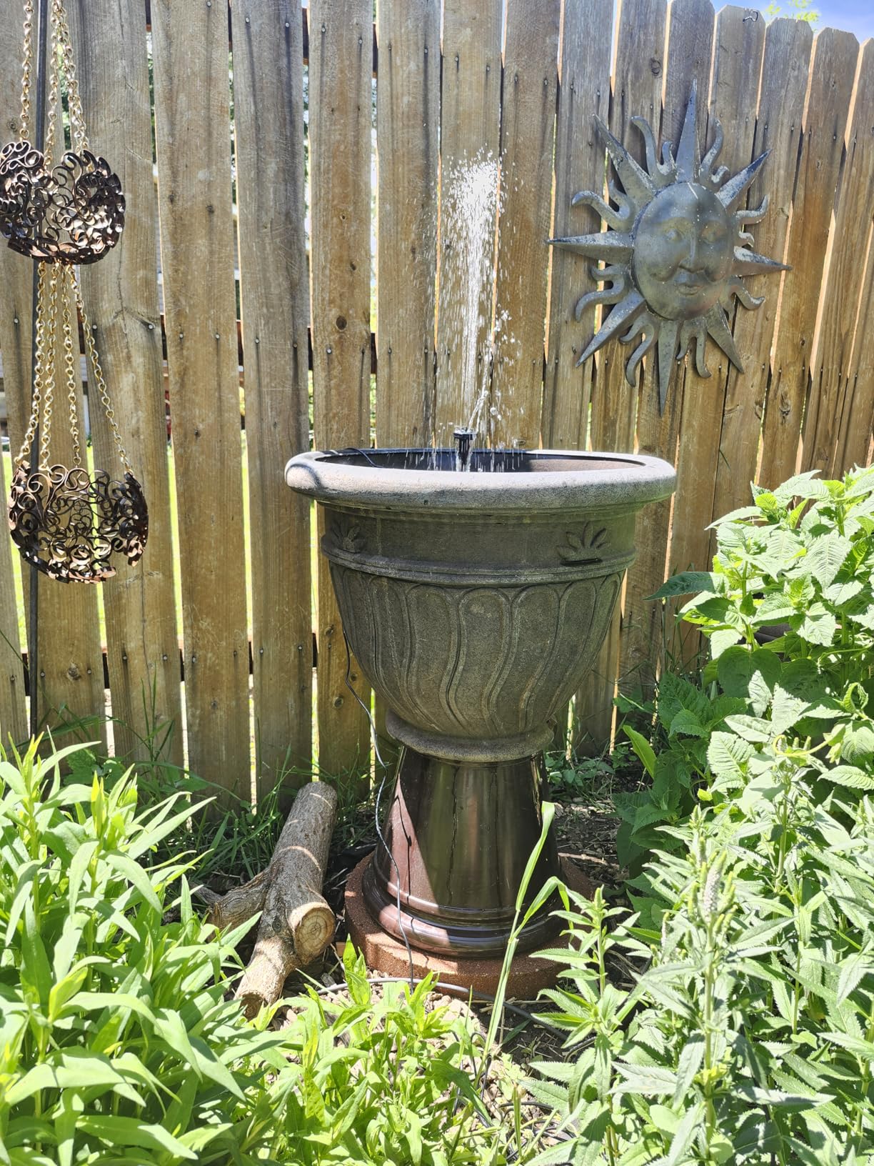 Biling 12W Solar Pond Pump Dry-Run Protection Quiet Fountain Pump Bird Bath | Tempered glass panel, 160GPH flow, 4.9ft lift, 4 nozzles, 16.4ft cord, Dual filter & adjustable mount for water features customer photo 1