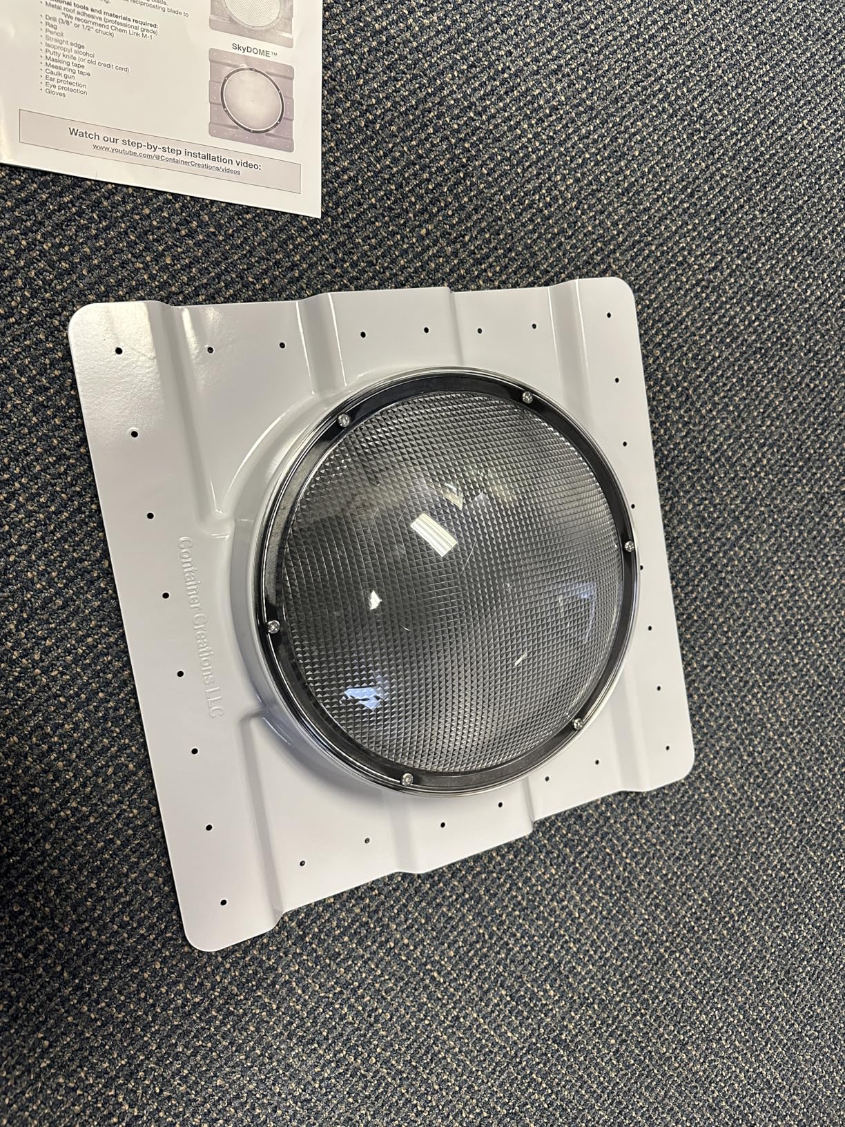 SkyDOME Extra-Large Skylight for Shipping Containers - Solar Lighting for Conex Container - Premium 12-inch Polycarbonate Dome Skylight customer photo 2
