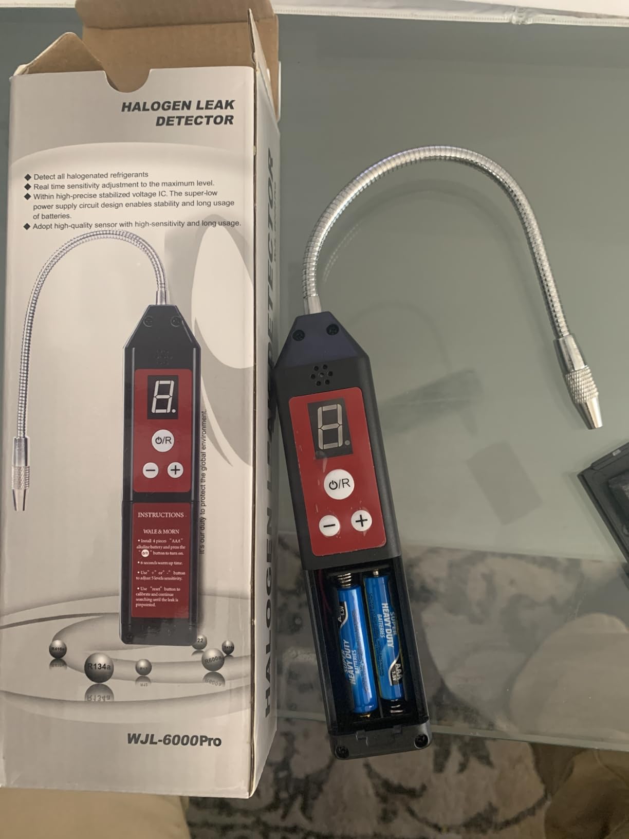 Leak Detector for Halogen Gas Leakage, Air Condition Refrigerant Leak Detector with Indicator Light HVAC R22 R410A R134A CFCs HCFCs HFCs R1234yf (WJL-6000PRO) customer photo 1