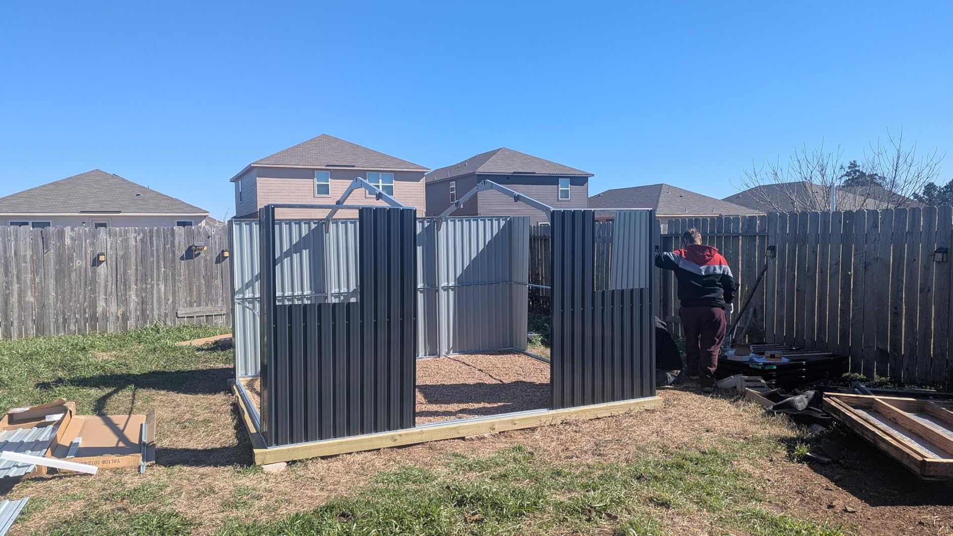 WACASA 10x12 FT Military-Grade Metal Storage Shed with Skylight | 20-Gauge Powder-Coated Steel Frame, Double Swing Doors, Lockable Latch, Windows, Air Vents, Leak-Resistant Roof, Standard customer photo 1