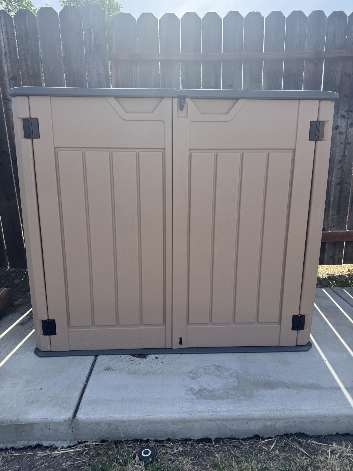 YITAHOME 59 Cuft Outdoor Tall Storage Shed, Waterproof Vertical Resin Shed for Garden, Garage, Patio, Lockable Tool Storage, No Shelves Included, Light Gray customer photo 2