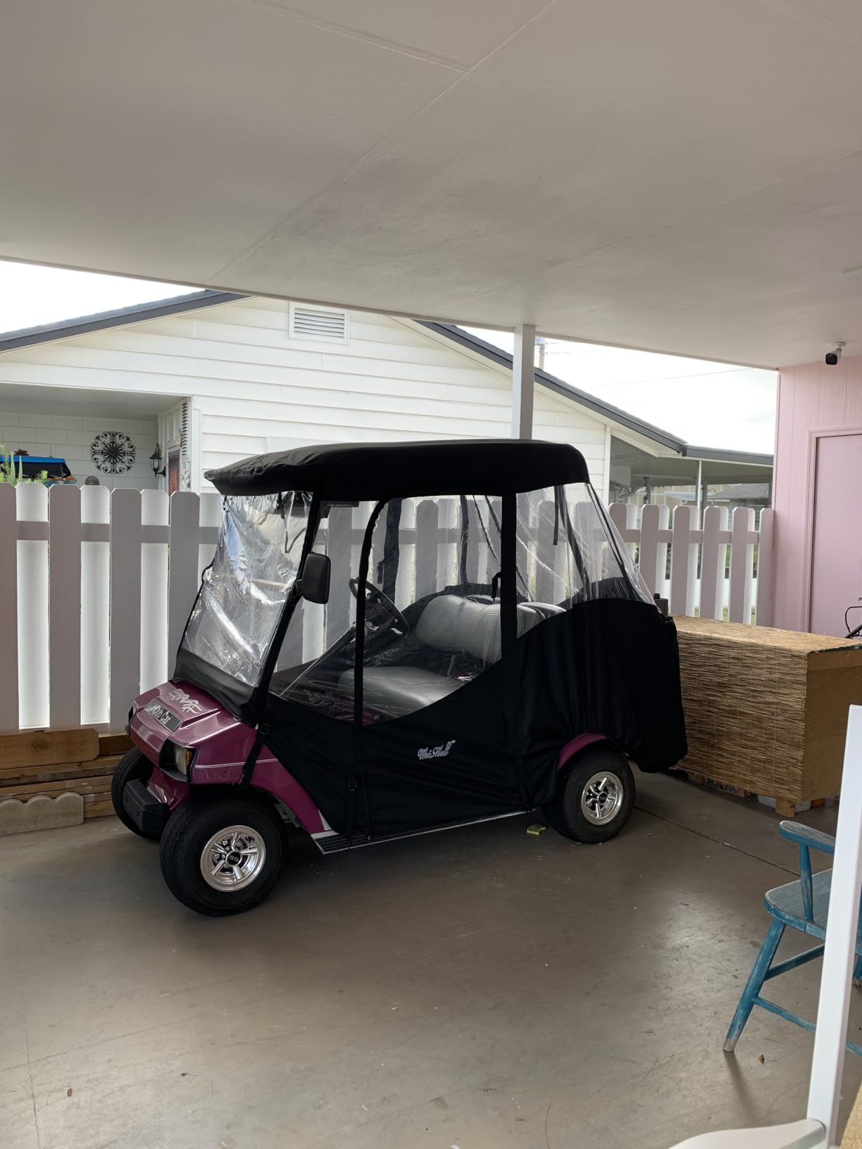 Golf Cart Enclosure 4 Passenger for EZGO RXV 80-Inch Extended Roof | 600D Waterproof Windproof Rain Cover, Full Roll-up Doors, 4-Side Clear Windows, All-weather Protection, Easy to Install customer photo 2