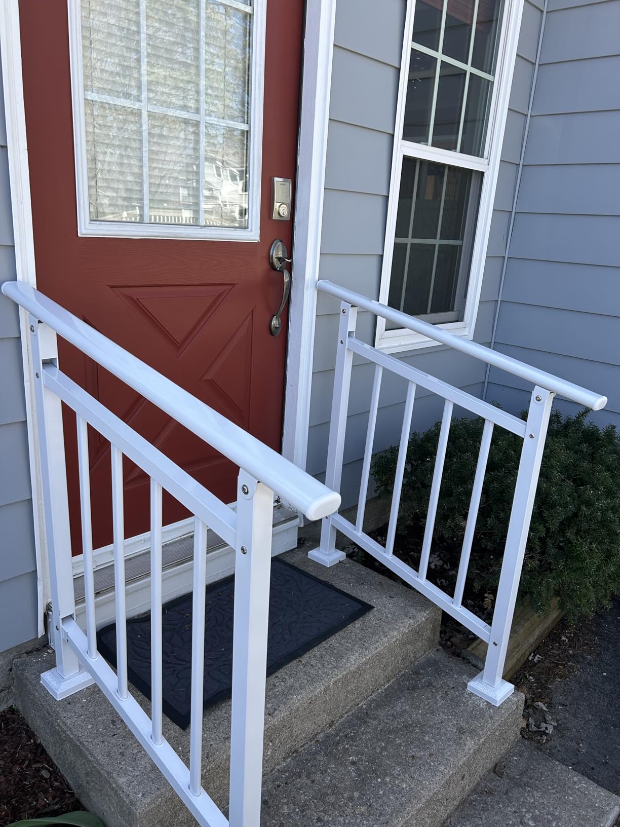 4-Step White Metal Handrail for Outdoor Steps | Fits 1 to 4 Steps, Horizontal or Stair Mount, Wrought Iron with Installation Kit for Outdoor Steps customer photo 2