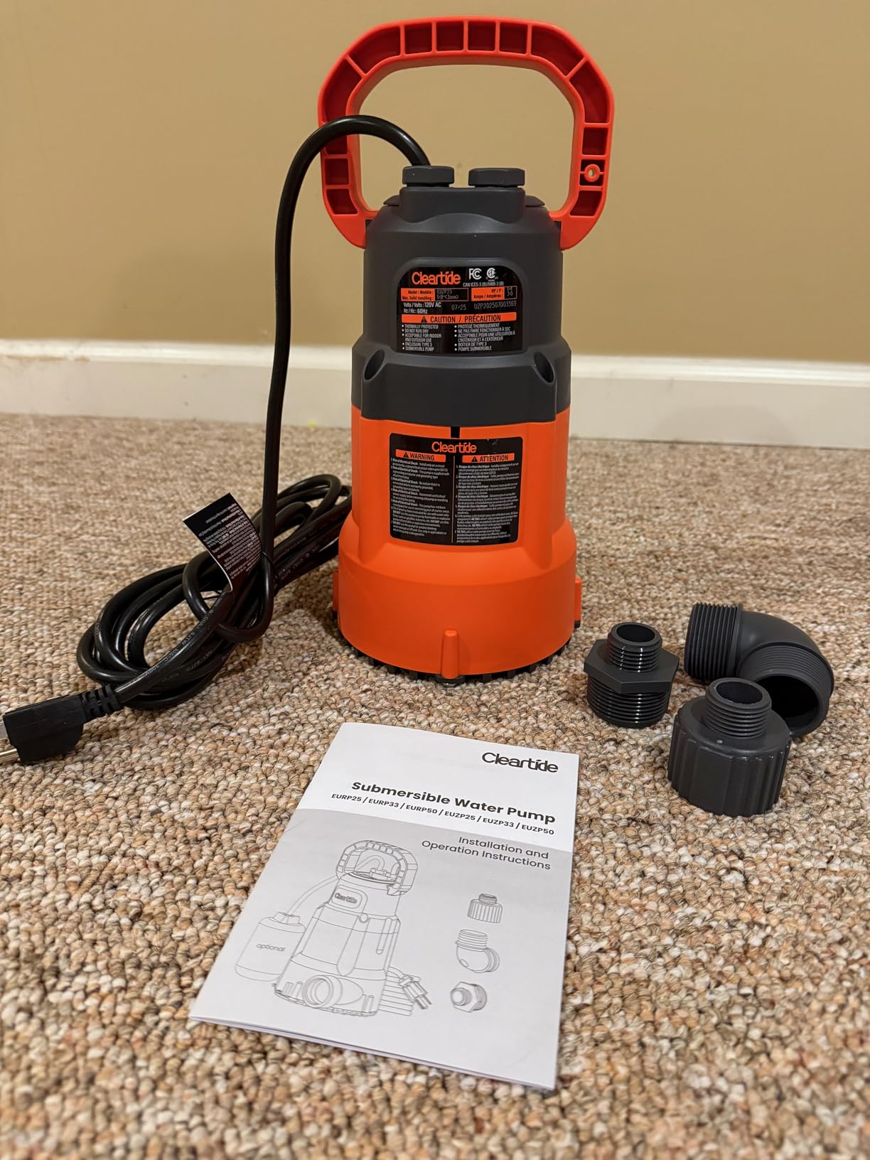 Submersible Utility Water Pump, 2160 GPH Portable Sump Pump with Copper Motor, Plug and Work for Pond, Garden Watering, Pool Transfer, or Hot Tub Emptying customer photo 1