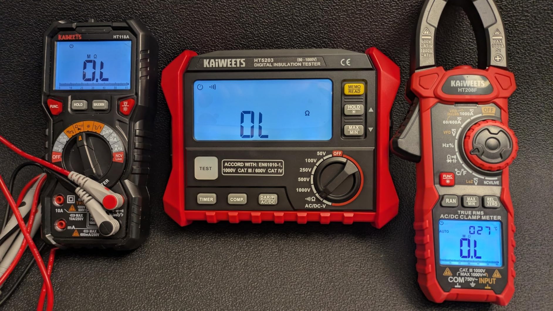 KAIWEETS Megohmmeter, Insulation Resistance Tester, Up to 100GΩ, 50V/100V/250V/500V/1000V, One-Touch DAR/PI, with AC/DC Voltage Testing for Motors, Solar, HVAC customer photo 1