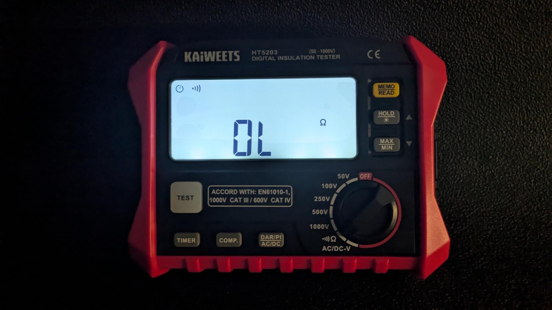 KAIWEETS Megohmmeter, Insulation Resistance Tester, Up to 100GΩ, 50V/100V/250V/500V/1000V, One-Touch DAR/PI, with AC/DC Voltage Testing for Motors, Solar, HVAC customer photo 2