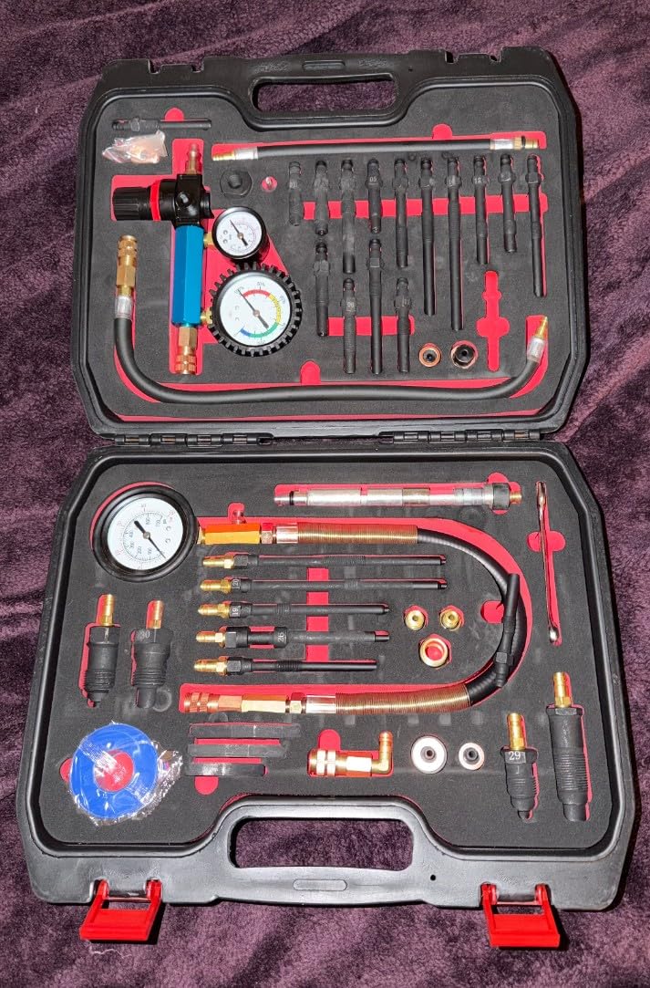 Compression Tester Automotive 46Pcs Petrol & Diesel Compression Tester Kit for HDI/TDCi/Pumpe Duse Engine Cylinder Leak Down Tester Kit with Compression Gauge,Dual-Meter Leak Detector, Adapters customer photo 1
