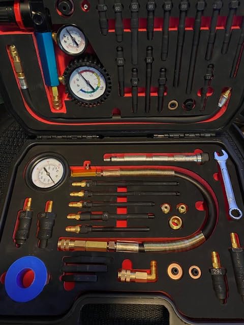 Compression Tester Automotive 46Pcs Petrol & Diesel Compression Tester Kit for HDI/TDCi/Pumpe Duse Engine Cylinder Leak Down Tester Kit with Compression Gauge,Dual-Meter Leak Detector, Adapters customer photo 2