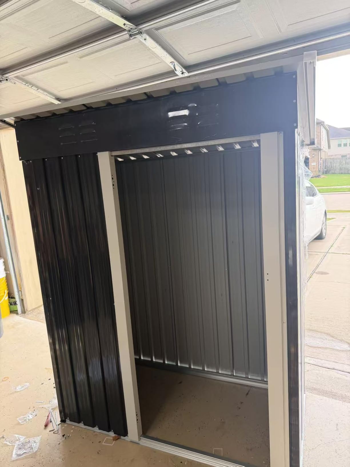 AirWire 12x18 FT Outdoor Storage Shed | Metal Shed with Updated Frame Structure and Lockable Doors for Backyard Garden Patio Lawn Black customer photo 1