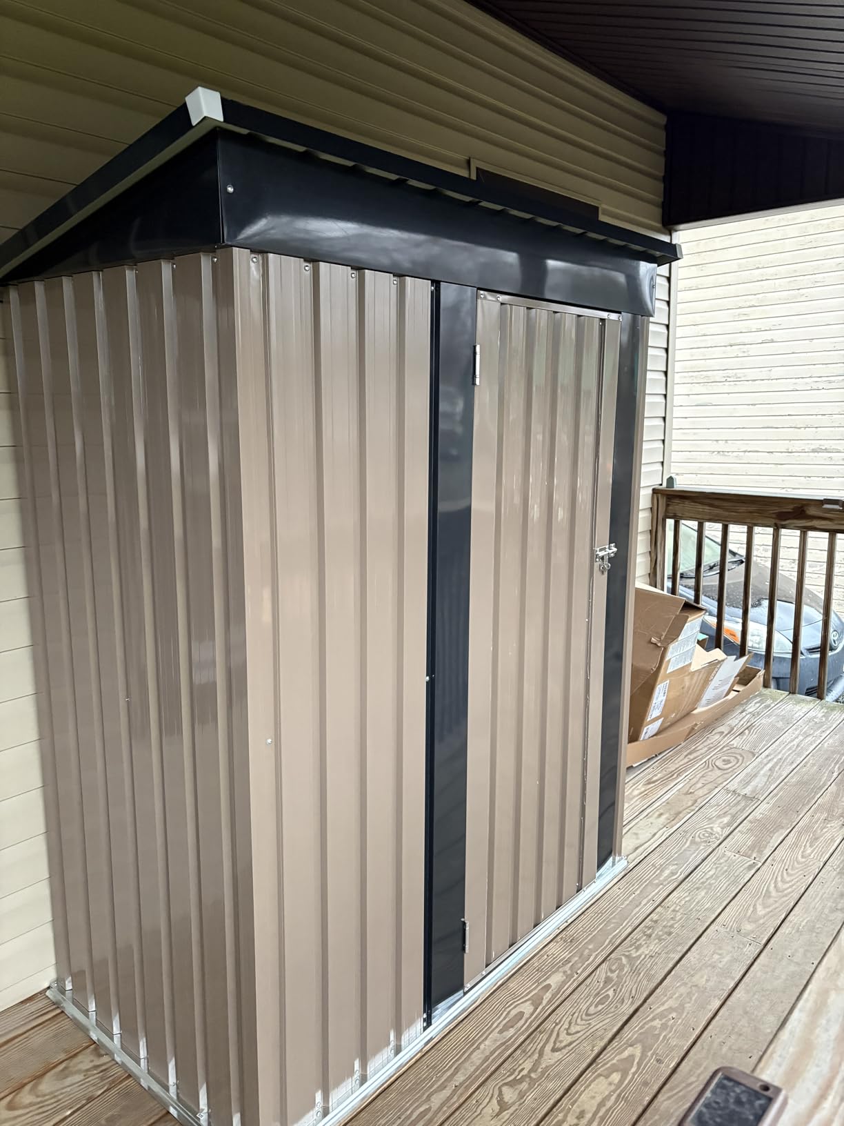 Greesum 10x8FT Outdoor Storage Shed, Utility Tool Shed Metal Storage Garden Shed with Door & Lock for Patio Storage, Gray customer photo 1