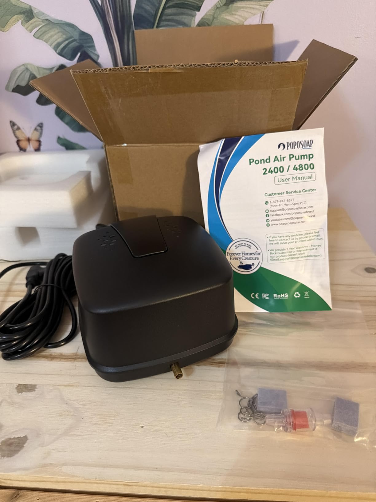 Pond Aerator, 640GPH High-Volume Pond Air Pump for 1000-3000 Gallon Ponds, Ultra-Quiet Septic Aerator IP65 Waterproof for Koi Pond, Water Garden, Fish Tank & Winter Ice Prevention P840 customer photo 1