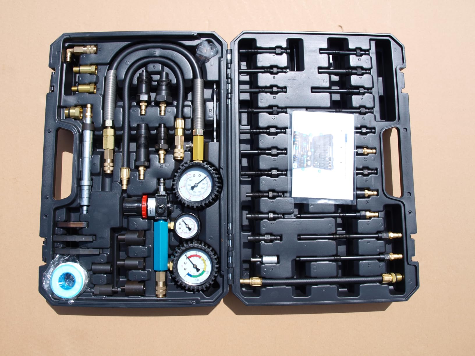 46PCS Automotive Compression Tester Kit with Dual-Dial Gauge Gasoline & Diesel Compression Tester Set Cylinder Leak Down Tester for HDI, TDCi, Pump Duse (PD) (1/4 US Standard Air Inlet) customer photo 1