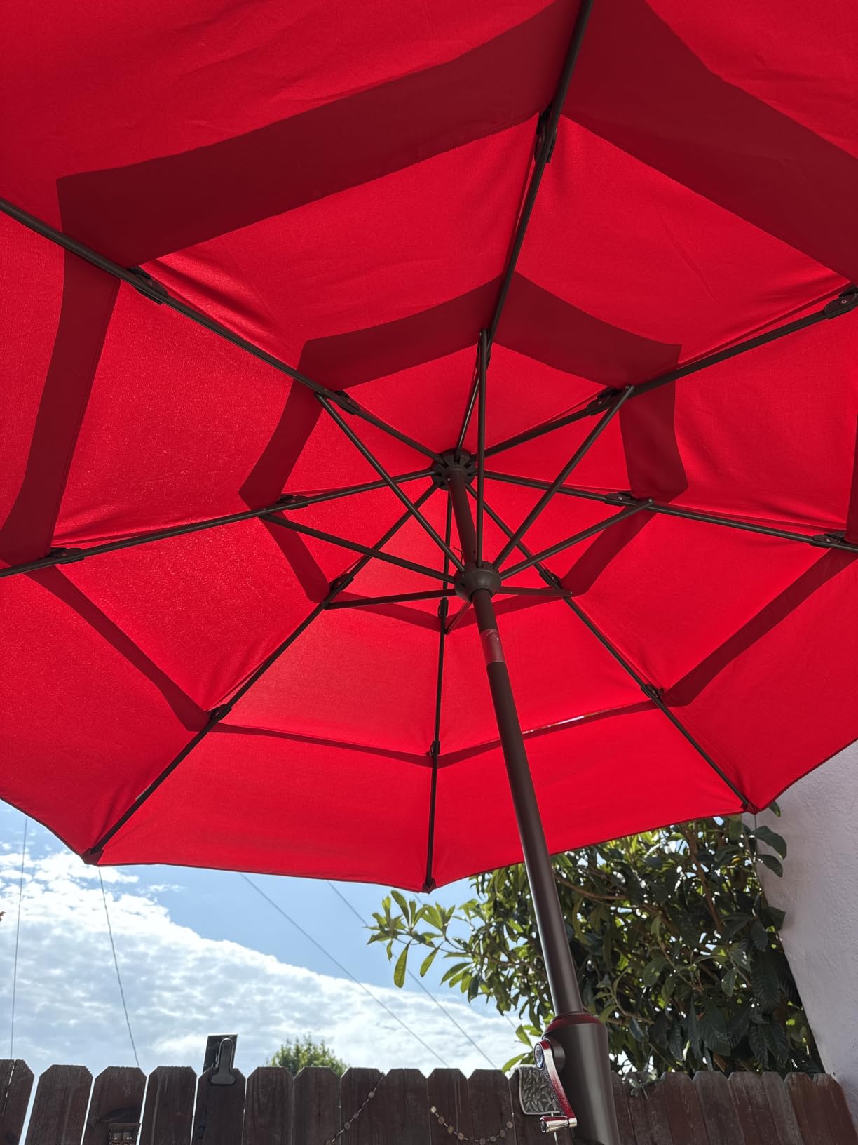 AreShark 9ft 3-Tier Patio Umbrellas, Outdoor Umbrella with 8 Sturdy Ribs UV Protection Windproof, Market Table Umbrella w/Push Button Tilt & Crank for Pool, Porch, Deck, Garden(Navy) customer photo 1