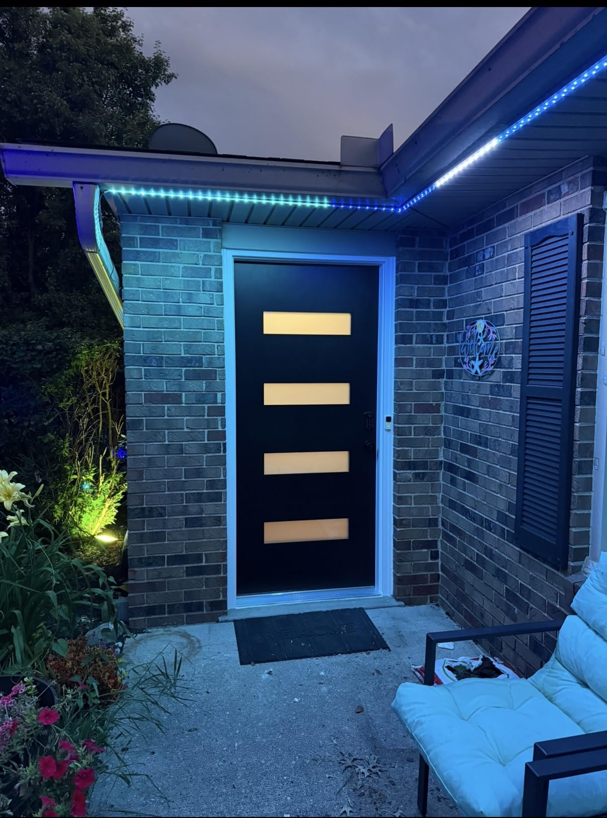 36 x 80'' Fiberglass Exterior Door with Brickmould, Black Smooth Finish Knock-Down Entry Door with Vinyl Frame, Left Hand Inswing Frosted Glass Front Doors for House Exterior customer photo 2