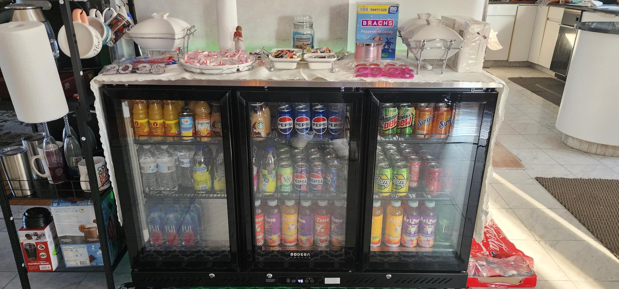 BODEGACOOLER Commercial Bar Cooler with 3 Solid Doors, 20.5 Cu.Ft Back Bar Refrigerator, Beverage Refrigerator for Beer Soda Wine, LED Light, Stainless Steel Top, 6 Casters, for Kitchen Buffet Table customer photo 1