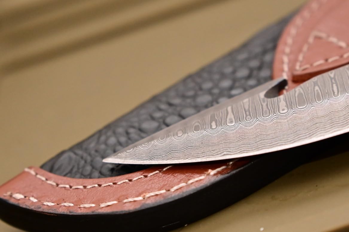 ColdLand Damascus Hunting Knife Making Kit - DIY Skinner Knife Kit with Hand Forged 156 Layer Damascus Blank Blade, Mulberry Wood Handle Scales, Pins & Leather Sheath - Full Tang Fixed Blade for Hunting, Camping, Hiking & EDC (NAKIT03) customer photo 2