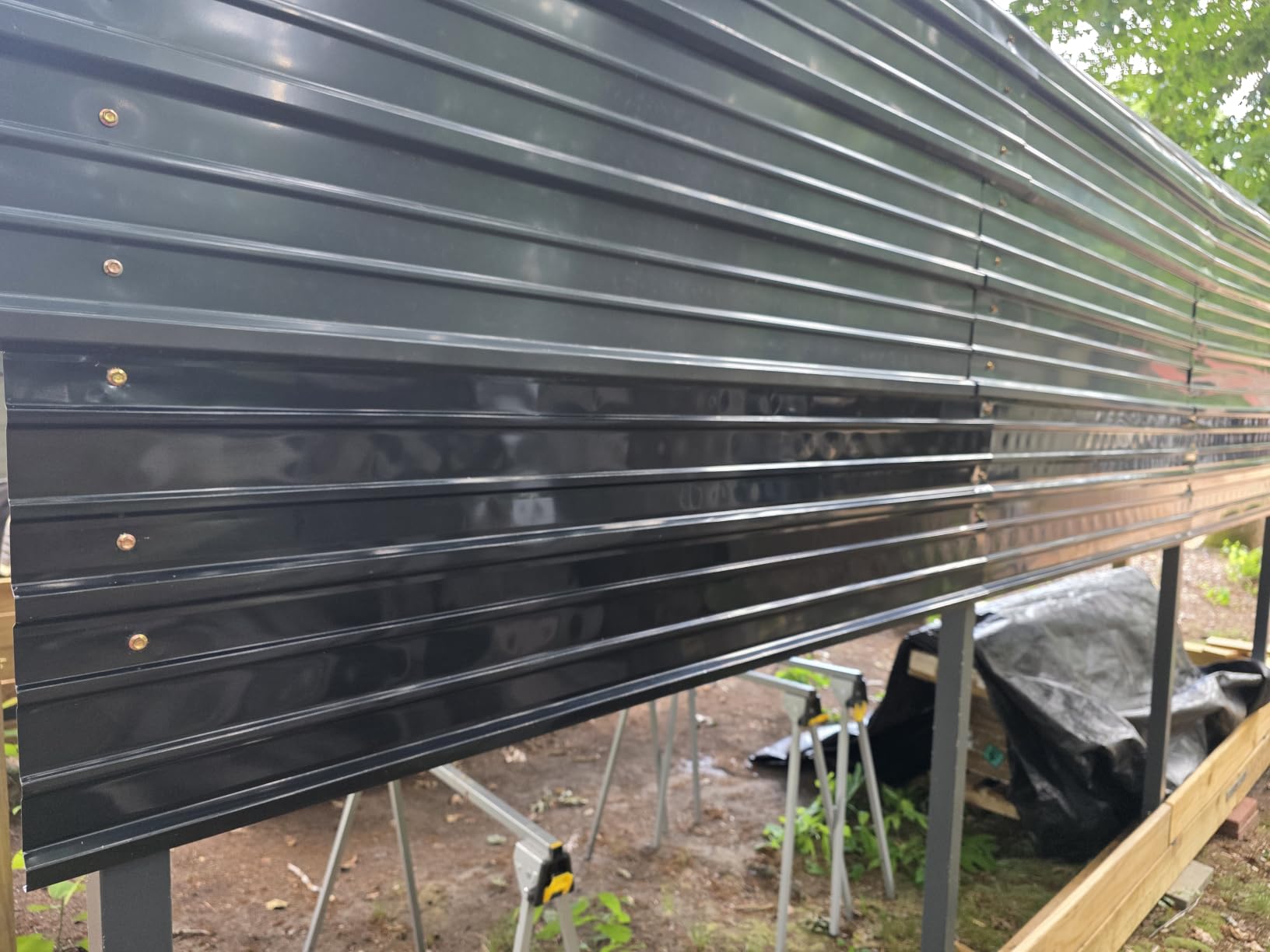10 Pack Metal Roofing Panels, Corrugated Roof Panels, Black | Heavy Duty Galvanized Steel, Metal Siding for Garages Chicken Coop Sheds Stables Patio, Includes Screws customer photo 1