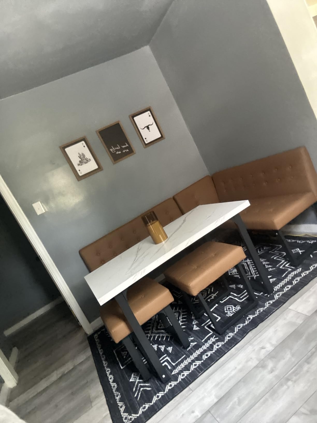 Corner Dining Table Set for Small Spaces, 72 Inch Breakfast Nook with Storage Banquette, 5 Piece Dining Set with Upholstered Bench, Modern Black customer photo 2