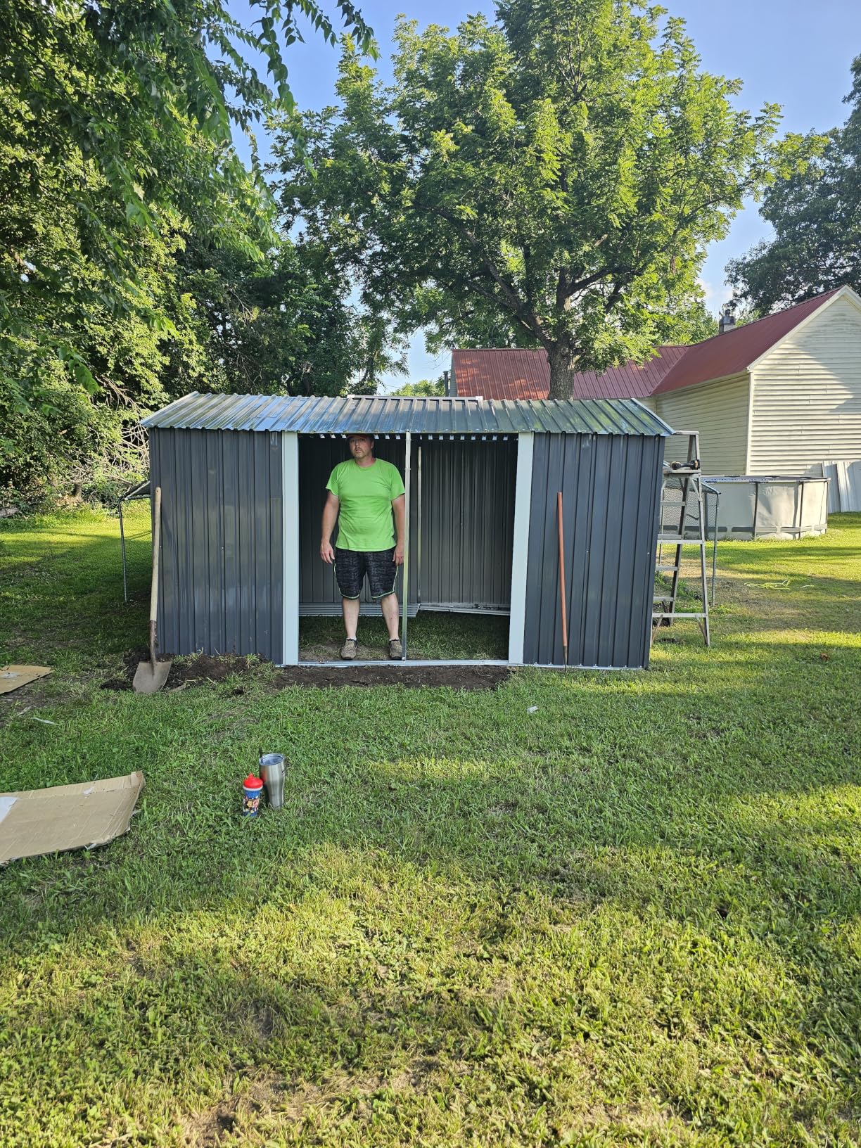 DAUSOLA 8x12 FT Outdoor Storage Shed, Metal Garden Tool Sheds for Backyard | Sturdy Upgrade, Weatherproof, Ample Space, Secure Lockable Doors, Solid Base, Durable, Low-Maintenance, For Garden Patio Lawn customer photo 1