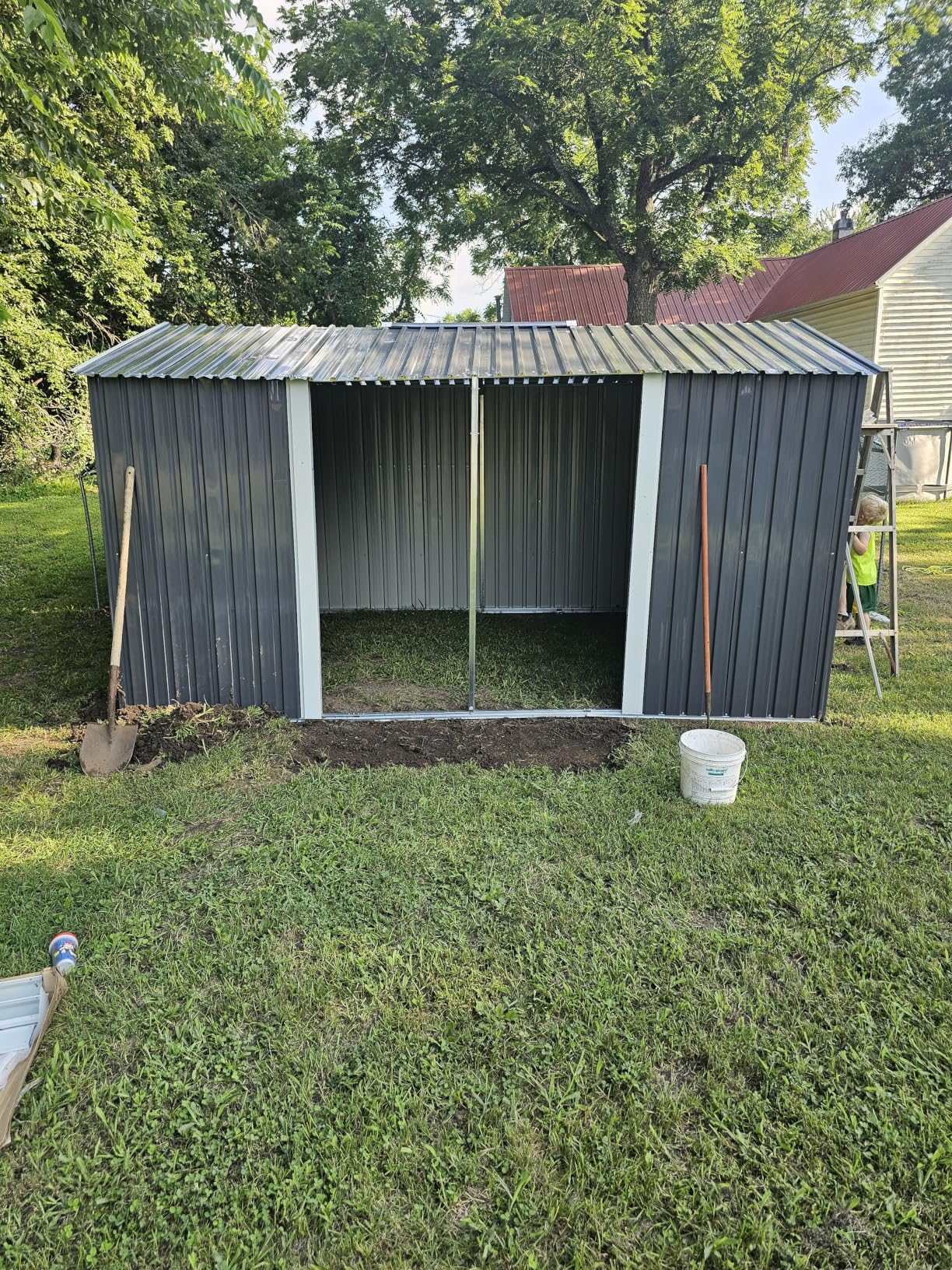 DAUSOLA 8x12 FT Outdoor Storage Shed, Metal Garden Tool Sheds for Backyard | Sturdy Upgrade, Weatherproof, Ample Space, Secure Lockable Doors, Solid Base, Durable, Low-Maintenance, For Garden Patio Lawn customer photo 2