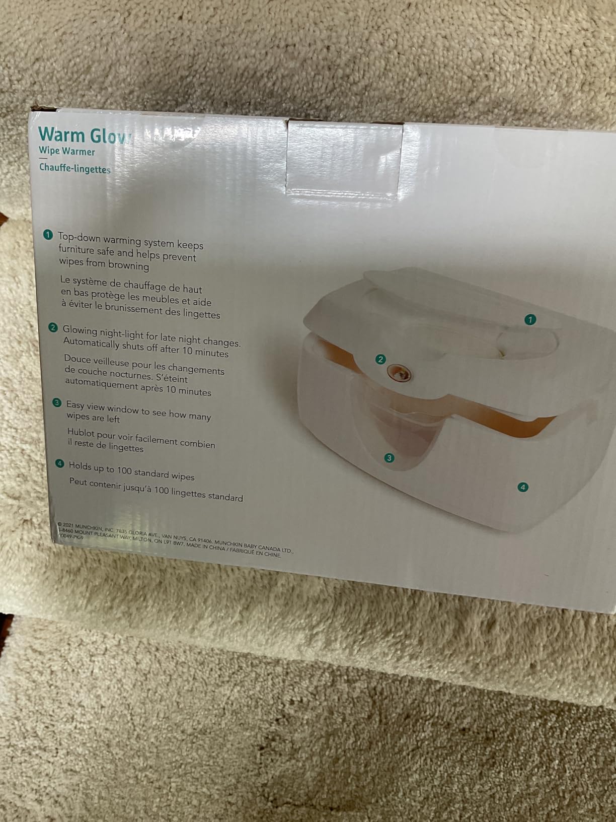 Munchkin Warm Glow Baby Wipe Warmer with Nightlight, White customer photo 2