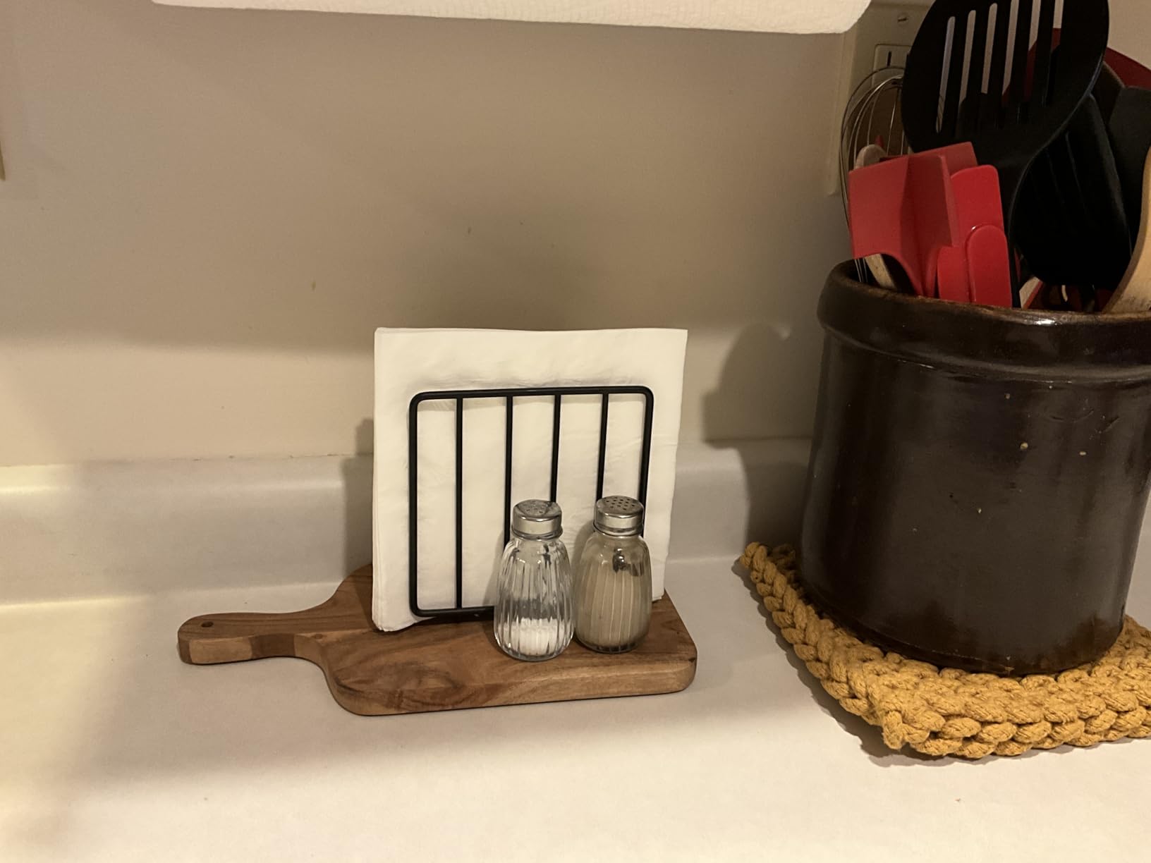 Spectrum Pantry Works Arch Vertical Napkin Holder, Upright Napkin Holder With Handle, Contemporary Napkin Storage for Dining Table, Countertop Napkin Storage for Kitchen Organization, Satin Nickel (40878) customer photo 2