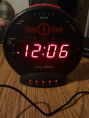 Sonic Bomb Dual Extra Loud Alarm Clock with Bed Shaker, Black | Sonic Alert Vibrating Alarm Clock Heavy Sleepers, Battery Backup | Wake with a Shake customer photo 2