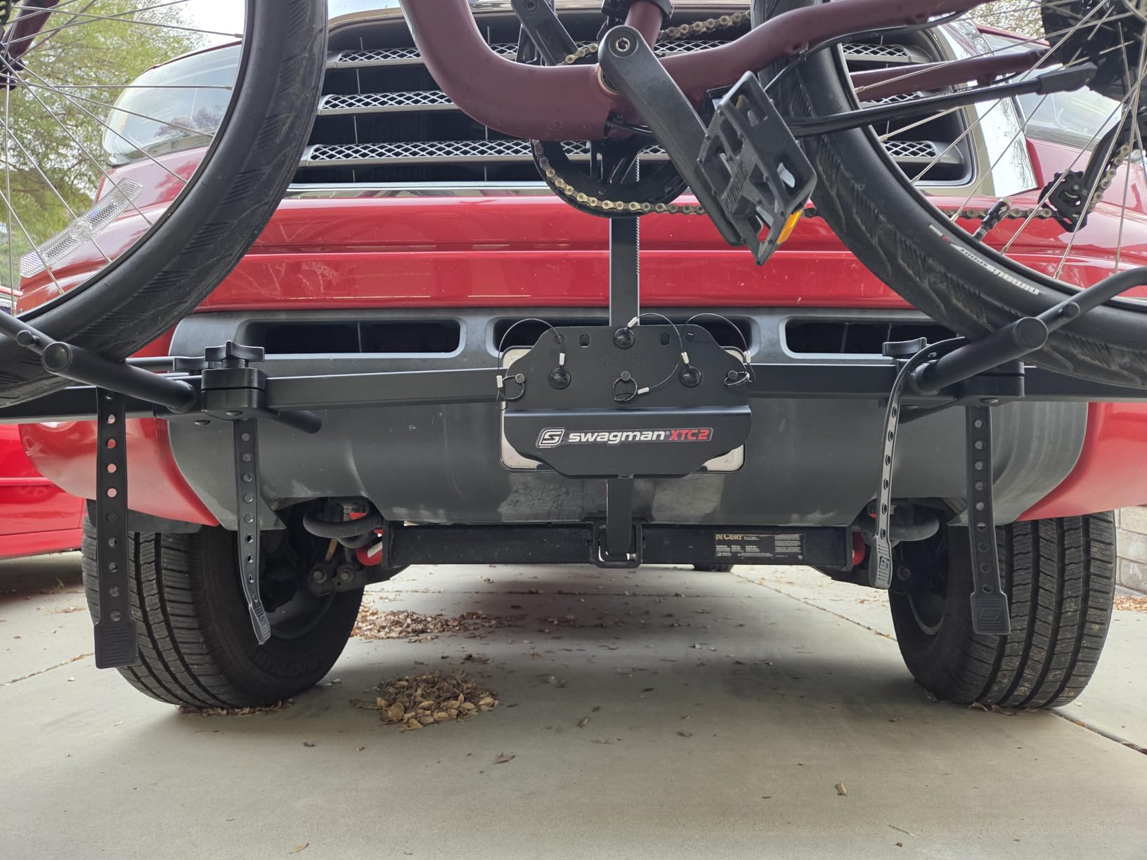 Swagman XTC2 Hitch Mount Bike Rack - Platform Carrier for 2 Bikes, Ratcheting Hook System, Compact Clam-Shell Folding Design, 1-1/4