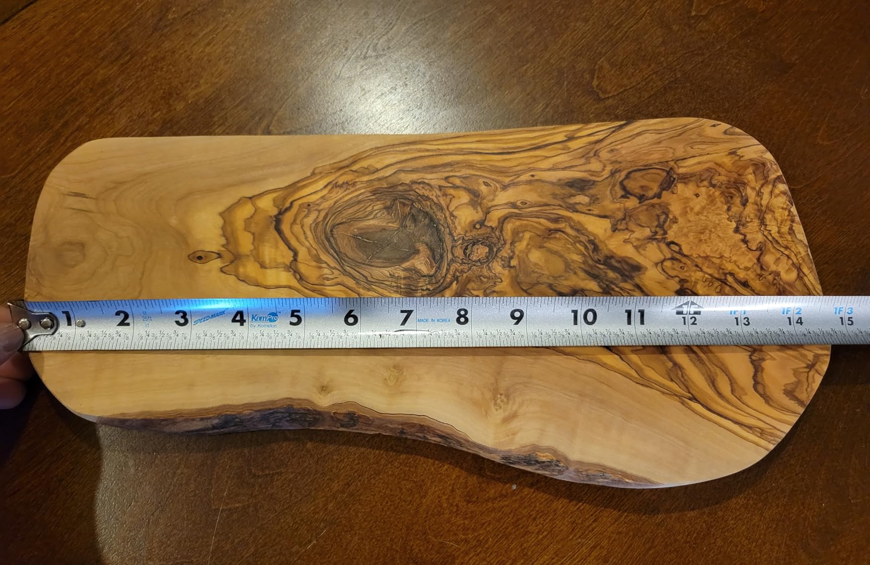 Naturally Med - Olive Wood Cutting Board/Cheese Board - 14 inch. Olive wood board for cheese, cutting, kitchen, charcuterie. Handcrafted, artisan product. customer photo 1
