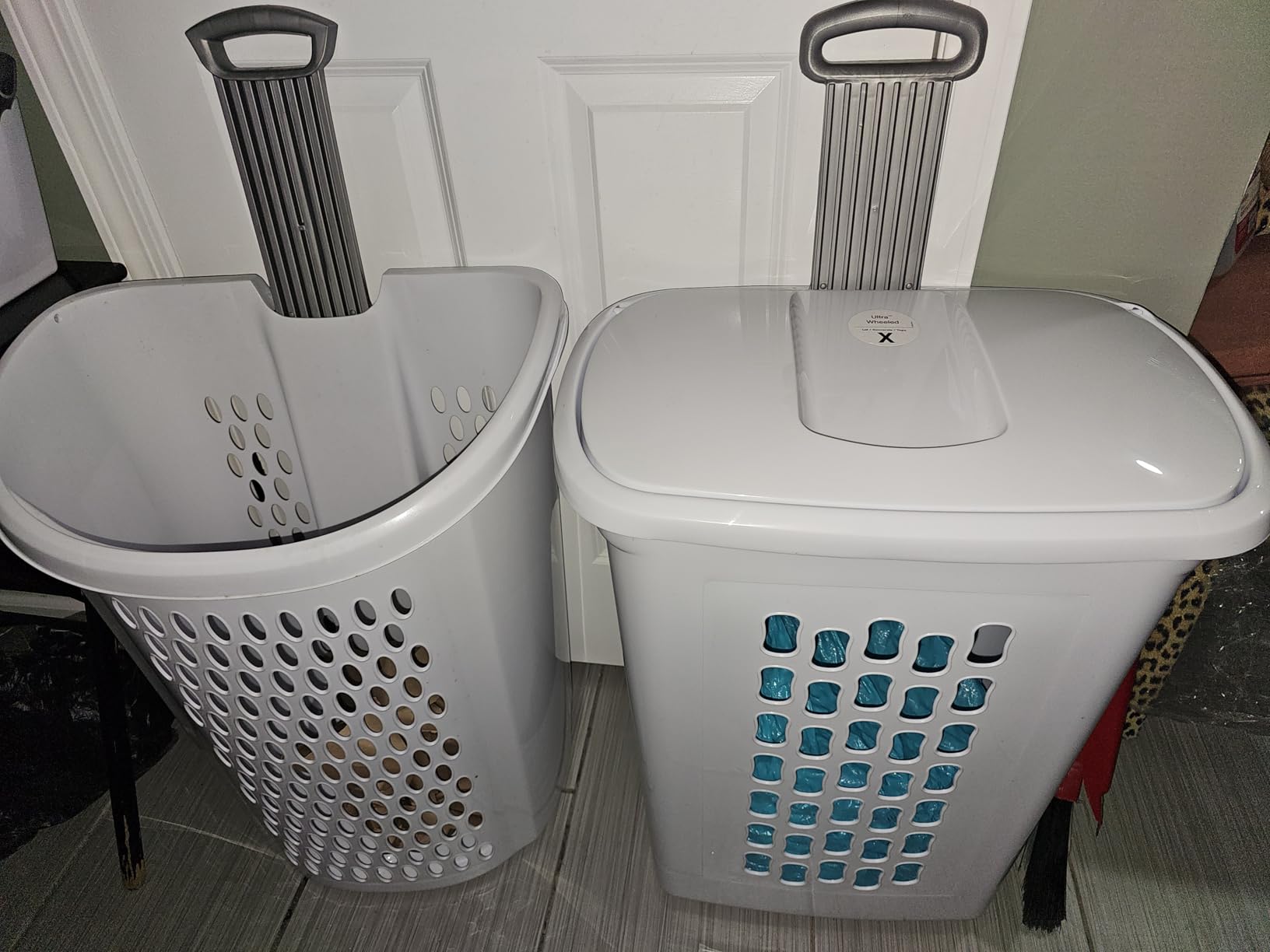 Sterilite Ultra Wheeled Laundry Hamper with Lid, Handle and Wheels for Easy Rolling, White customer photo 1