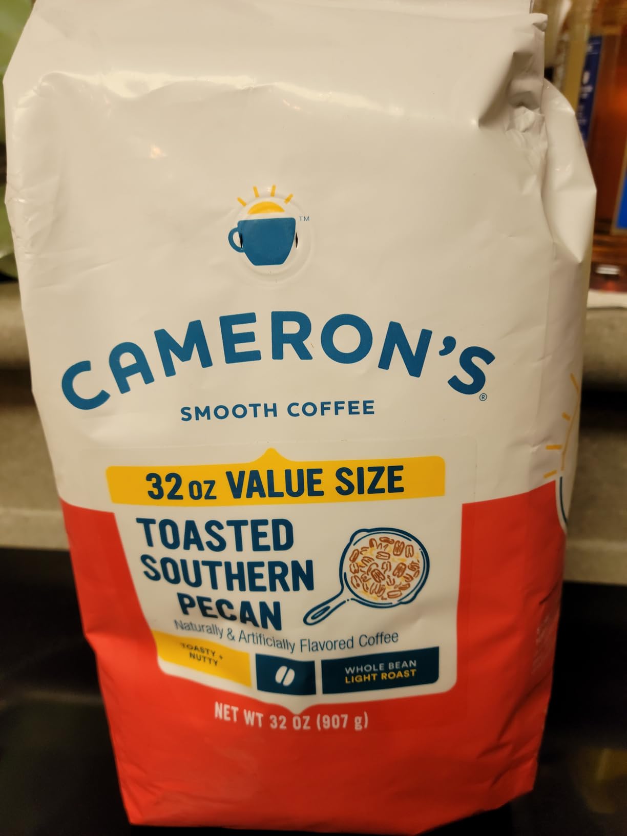 Cameron's Coffee Roasted Whole Bean Coffee, Flavored, Toasted Southern Pecan, 32 Ounce customer photo 1