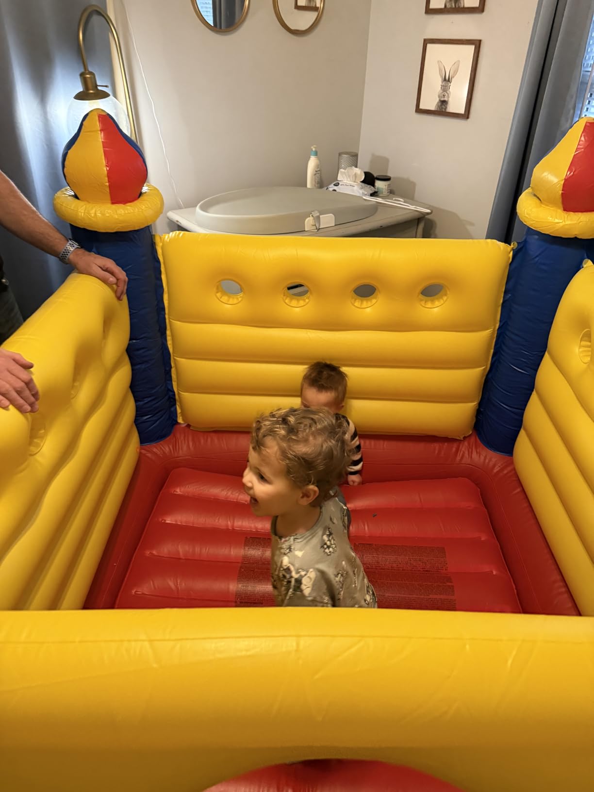 Intex Inflatable Colorful Jump-O-Lene Castle Bounce House, for 2 Kids Ages 3-6 - Large Blow-Up Indoor Outdoor Children's Bouncer Jumper Playhouse customer photo 2