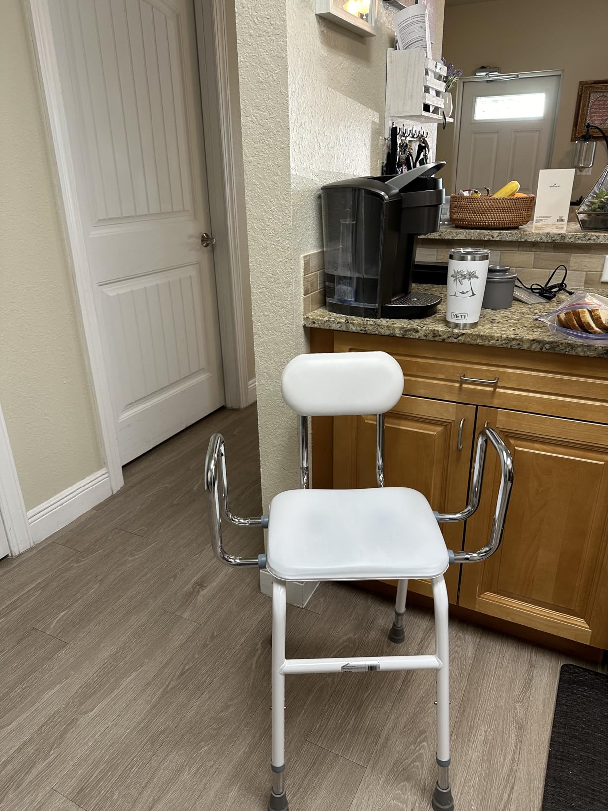 Drive Medical 12455 Adjustable Height Stool with Back and Arms White customer photo 1