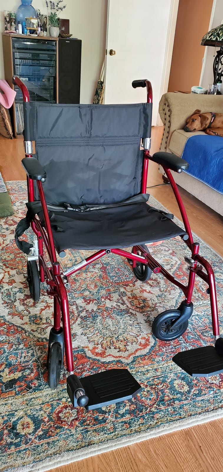 Drive Medical Fly-Lite Lightweight Folding Transport Wheelchair, Black | Folding Transport Wheelchair with Swing-Away Footrests customer photo 1