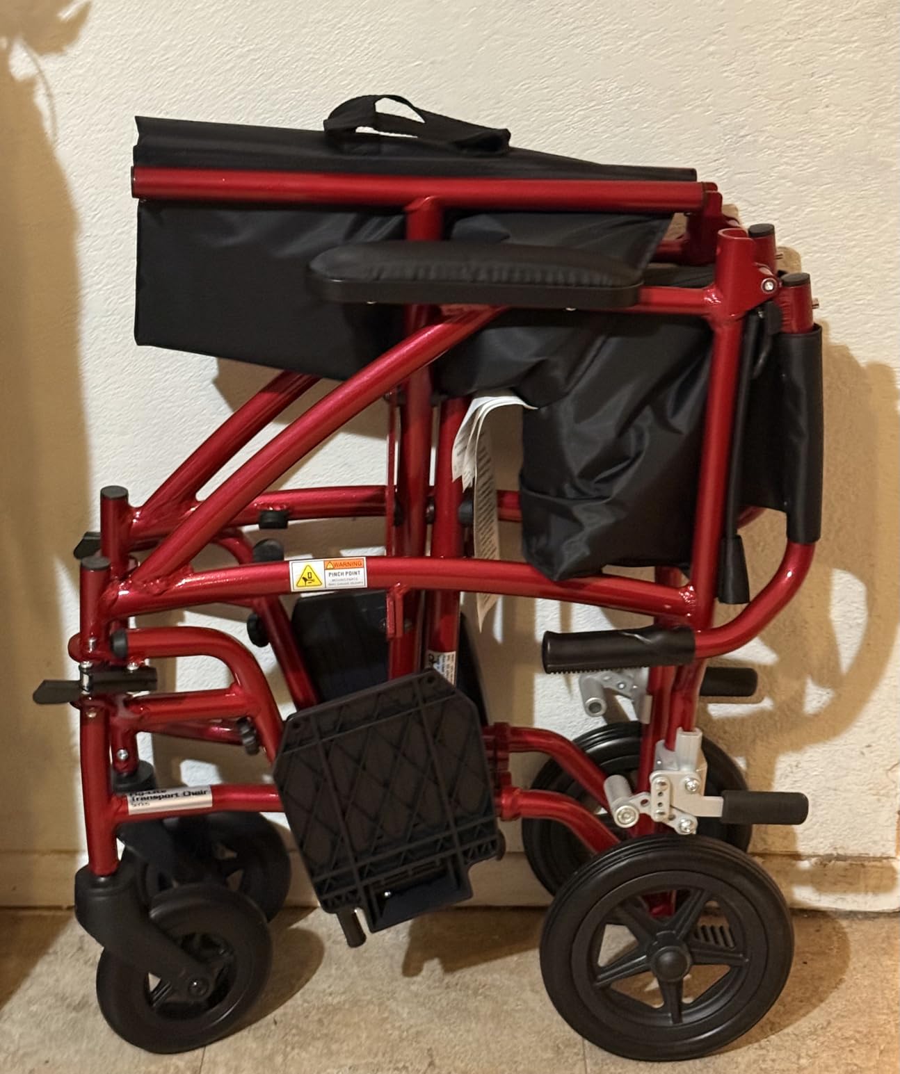 Drive Medical Fly-Lite Lightweight Folding Transport Wheelchair, Black | Folding Transport Wheelchair with Swing-Away Footrests customer photo 2