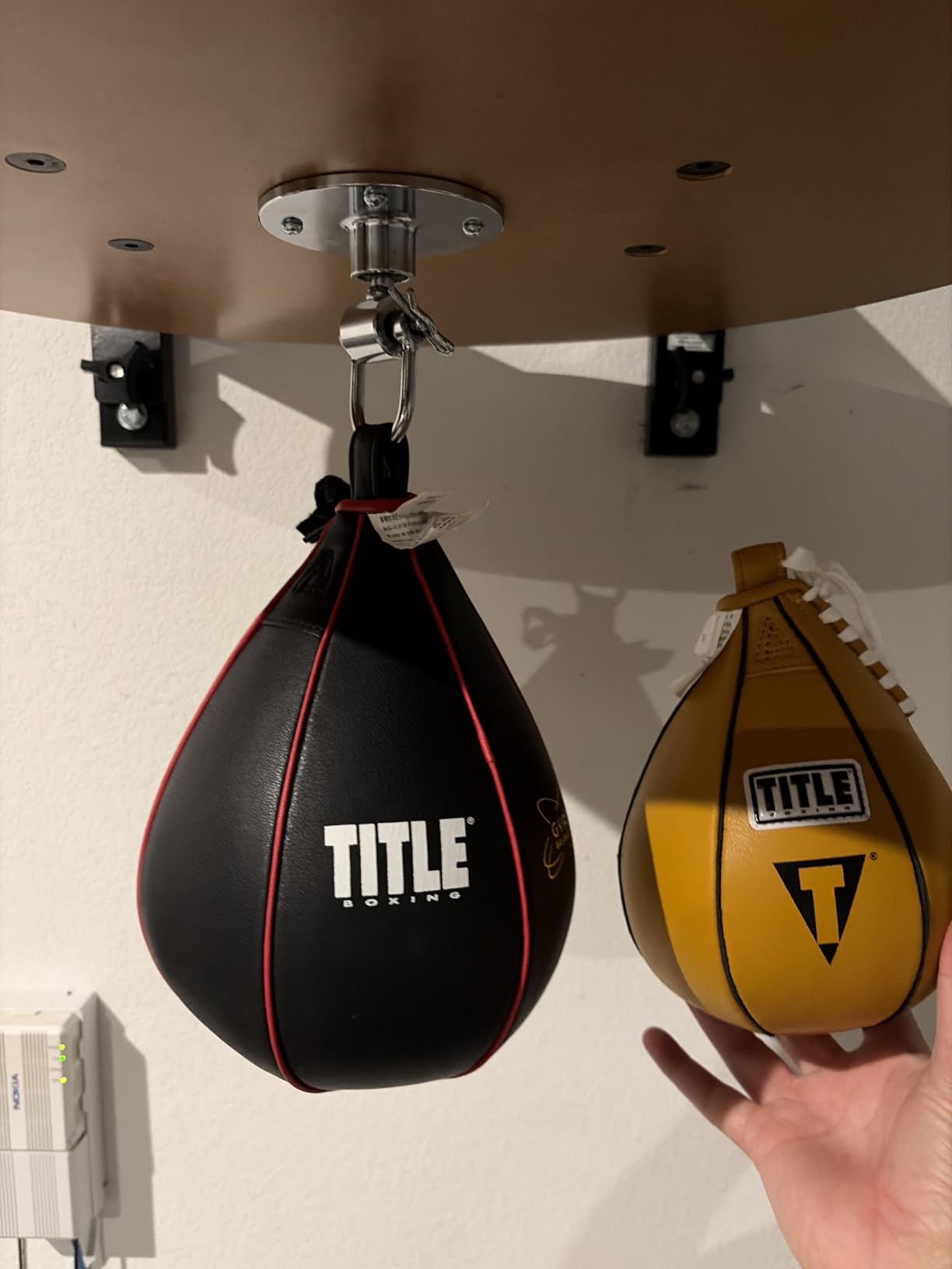 TITLE Boxing Gyro Balanced Leather Speed Bag - Speed Bag for Boxing, Speedbag, Speed Bags, Boxing Equipment, Punching Bag customer photo 2