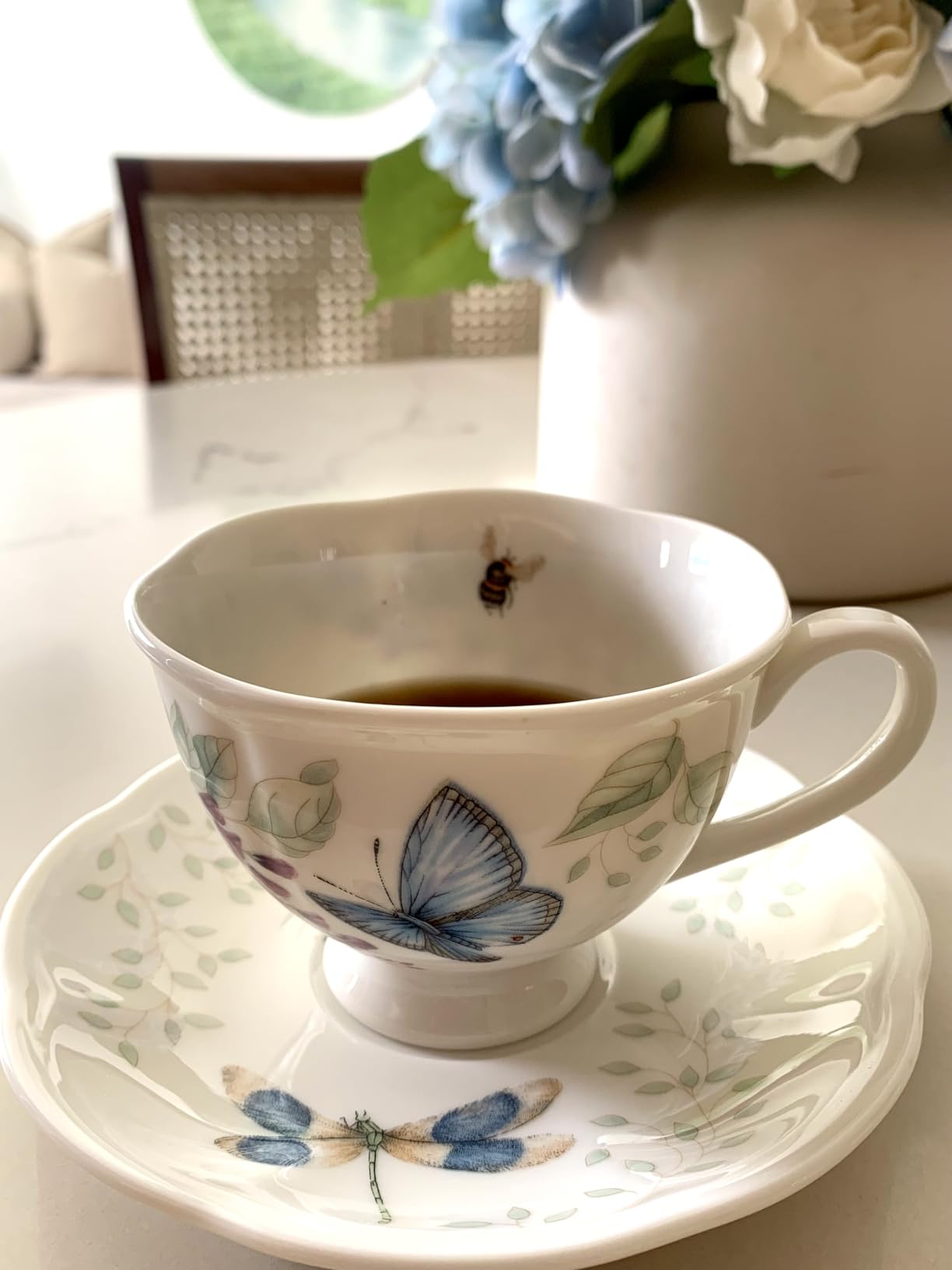 Lenox Butterfly Meadow Blue Porcelain Tea Cup and Saucer Set customer photo 1