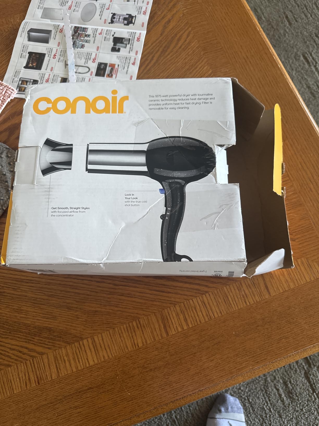 Conair Ionic Hair Dryer with Concentrator Attachment, 1875W, Full Size | Fast-drying blow dryer with various heat and speed settings and a lightweight design for effortless everyday styling customer photo 2