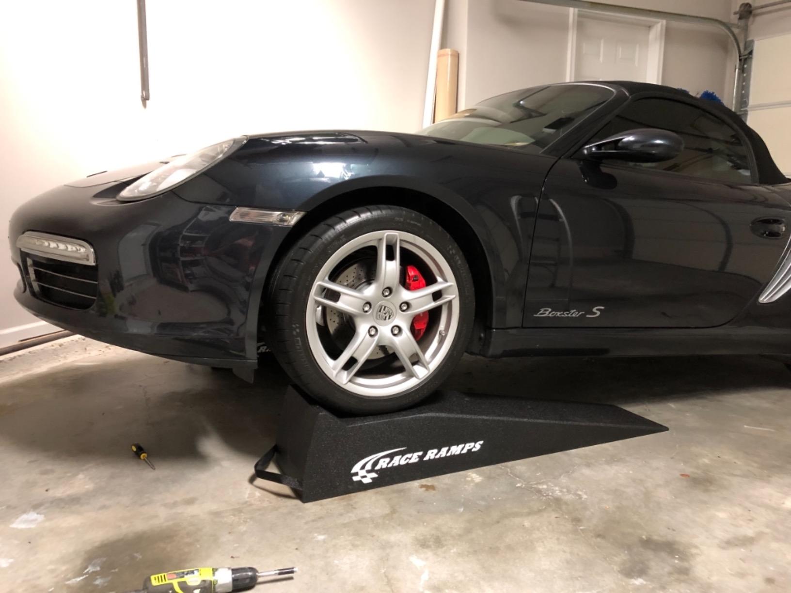 Race Ramps Single-Piece Foam Car Service Ramps, 8 in Lift, 56 in, Pair - Solid High-Density Foam Lifts 1,500 lb per Tire on a 10.8 Degree Approach for Oil Changes, Service and Display customer photo 1