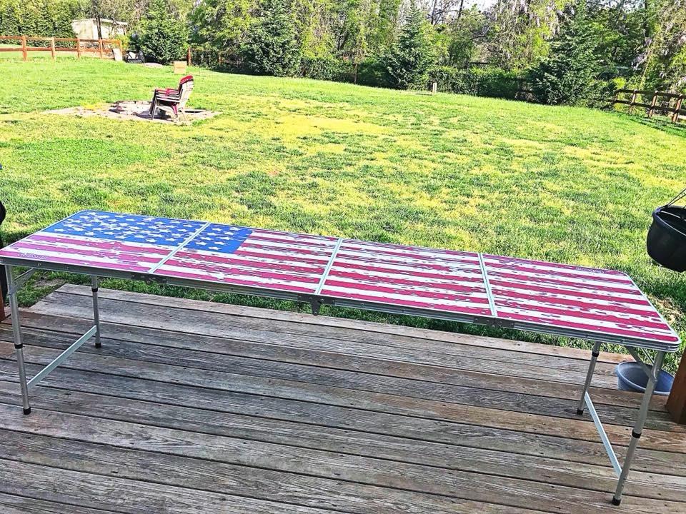 GoPong 8 Foot Portable Beer Pong/Tailgate Tables (Black, Football, American Flag, or Custom Dry Erase) customer photo 1