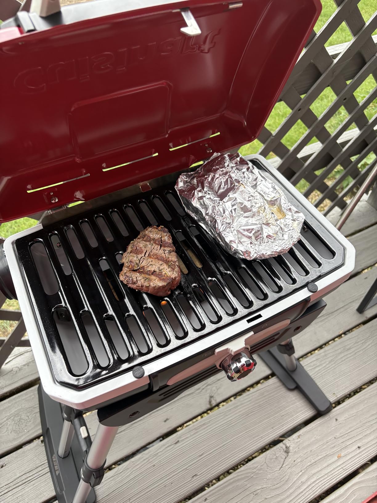 Cuisinart Gas Grill w/VersaStand, Petite Gourmet, Portable, 5,500 BTU | Compact propane grill with 150 sq. in. surface, ideal camping grill for 8 burgers or 6-10 chicken breasts, CGG-180 customer photo 2