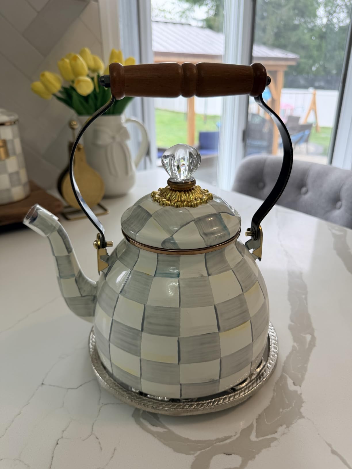 Alessi 9093 - Design Kettle with Handle and Bird-Shaped Whistle, Stainless Steel and PA, Light Blue customer photo 1