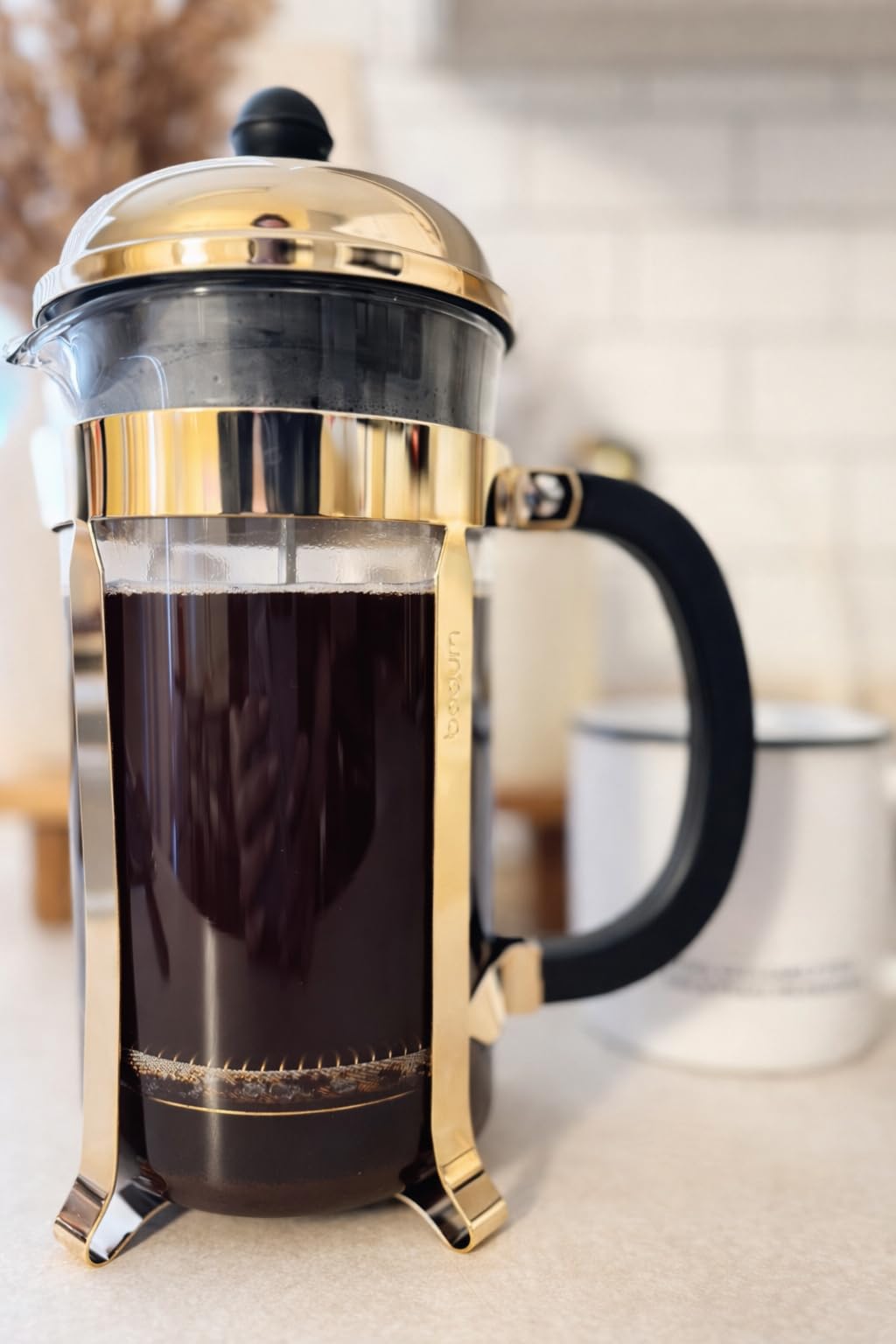 Bodum 34oz Chambord French Press Coffee Maker, High-Heat Borosilicate Glass, Gold - Made in Portugal customer photo 2