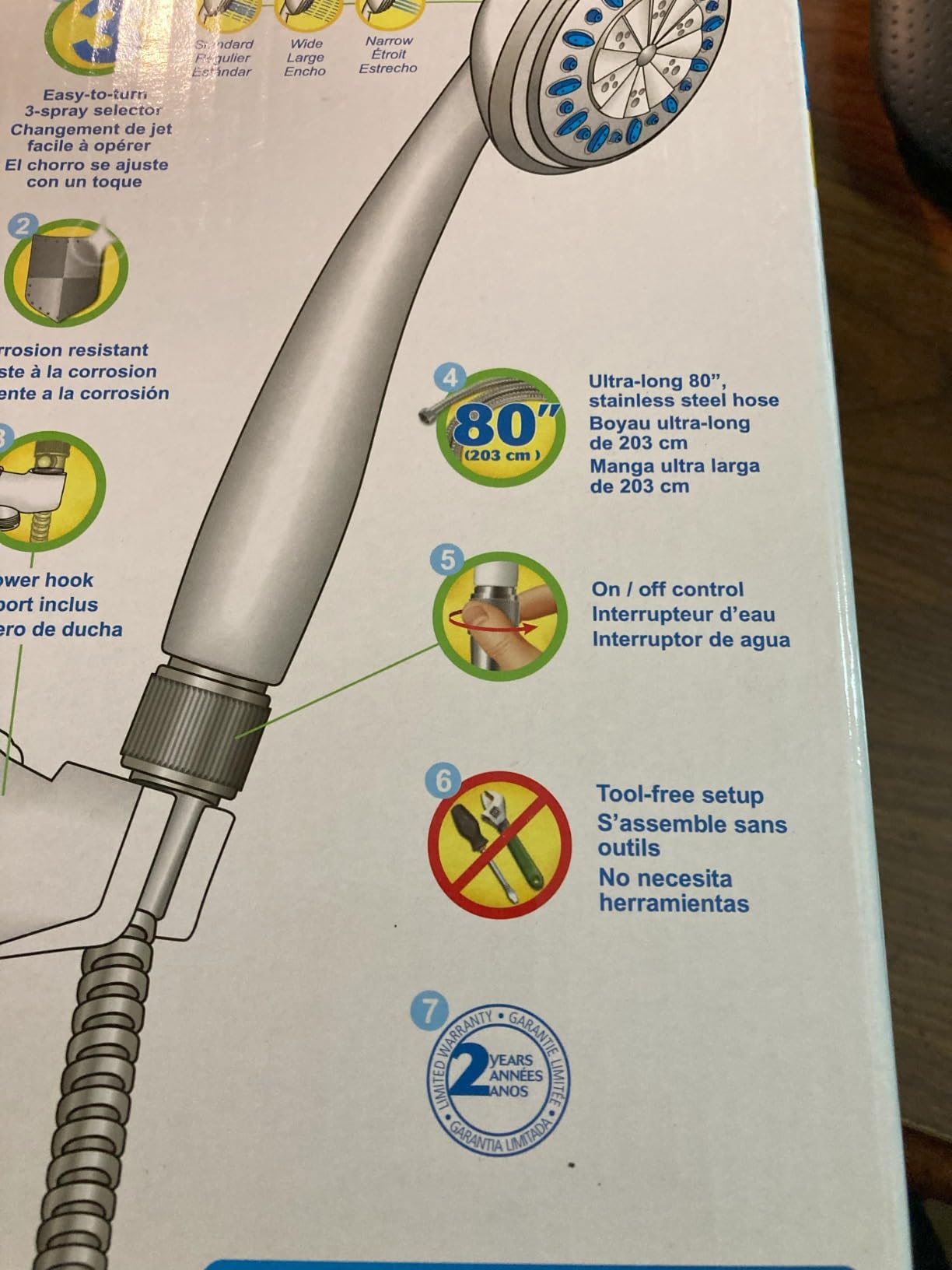 AquaSense 770-980 3-Setting Handheld Shower Head With Hose, Gray customer photo 2